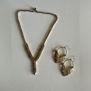 Gold-toned crystal necklace and Gold-tone earrings